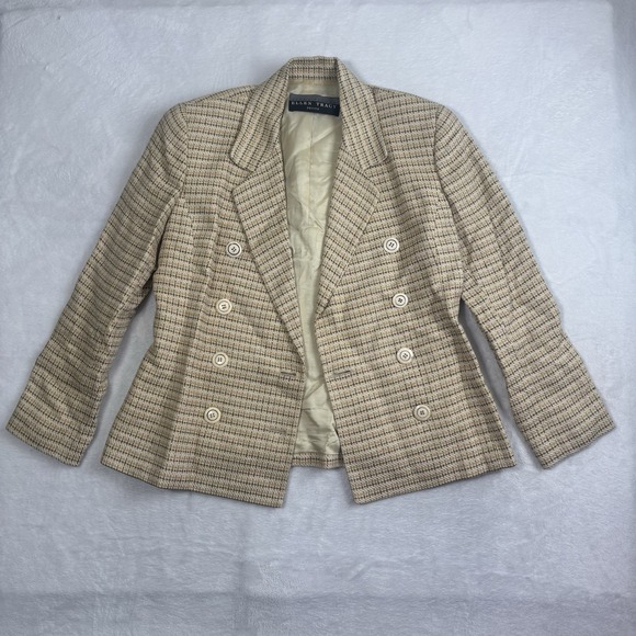 Linda Allard Ellen Tracy Jackets & Blazers - VTG Linda Allard Ellen Tracy Petite Tweed Plaid Silk Suit Jacket Blazer Womens 8